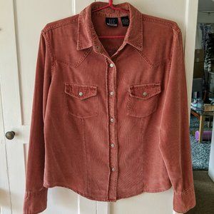 Pink Corduroy Snap Button Shirt Size Medium